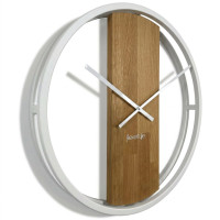 Okrúhle dubové hodiny Flexistyle LOFT OVAL kovové 50cm biele, z231oval-2d-2-x